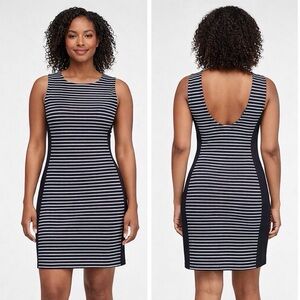 💖 Athleta Black/White Striped Bodycon Dress, Size S